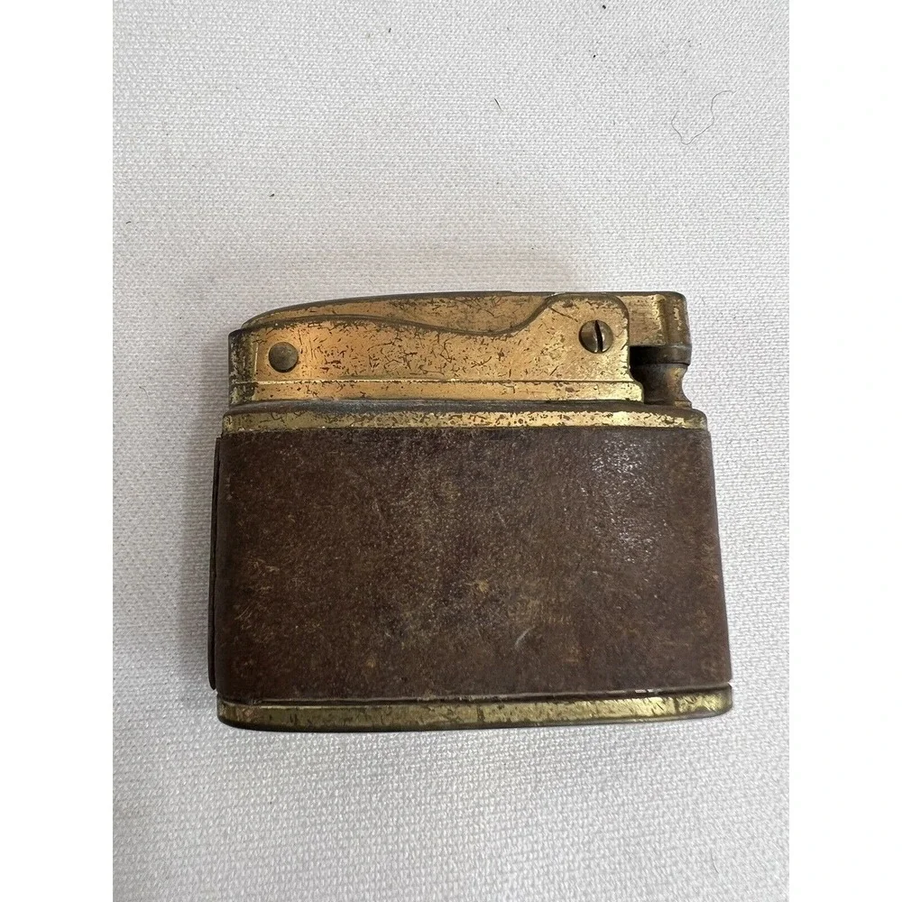 Buxton Butane Lighter Leather Wrapped Brass Retro Tobacciana Vintage
